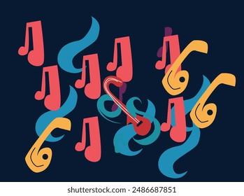 Music pattern logo vector with a vibrant, creative design. Highlights your passion for music and performance. Perfect for musicians, record labels, and music schools. A