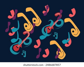 Music pattern logo vector with a vibrant, creative design. Highlights your passion for music and performance. Perfect for musicians, record labels, and music schools.C
