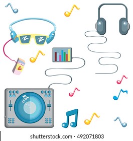 Music pattern. Music objects. Sound system.