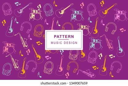 music pattern vector with line art