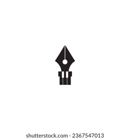 plantilla de diseño de ilustraciones vectoriales del logotipo de la pluma de música