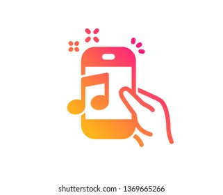 Music in phone icon. Mobile radio sign. Musical device symbol. Classic flat style. Gradient music phone icon. Vector