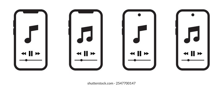 Icono del sistema del Botón del juego del teléfono de la música, Ilustración vectorial