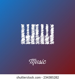 Music piano keyboard. Can be used as poster element or icon. Vector illustration.