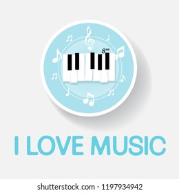 Music piano keyboard with Notes. Poster background template. Music Vector Background.