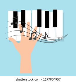 Music piano keyboard with Notes. Poster background template. Music Vector Background.