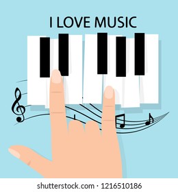 Music piano keyboard with Notes. Poster background template. Music Vector Background.