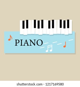 Music piano keyboard with Notes. Poster background template. Music Vector Background.