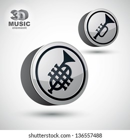 Music pipe icon isolated, 3d vector music theme design element, 2 versions.