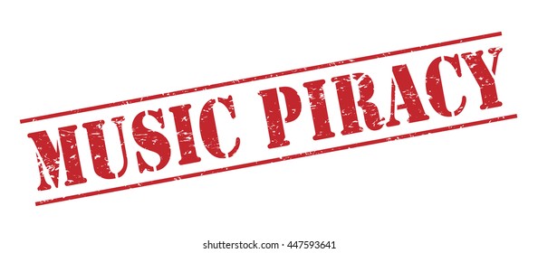 music piracy vector stamp on white background