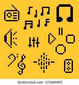 Music Pixel Art Elements Design Illustration