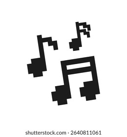 Music pixel Vector design. Iconic pixel art representation of musical notes symbolizing creativity in digital arts