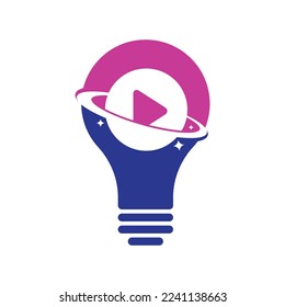 Das Konzept des Musikplaneten in Form eines Vektorlogos wurde entworfen. Symbol für Musikwiedergabe - Design.
