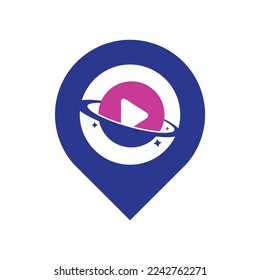 Music planet gps formen Konzept, Vektorlogo-Design. Symbol für Musikwiedergabe - Design.