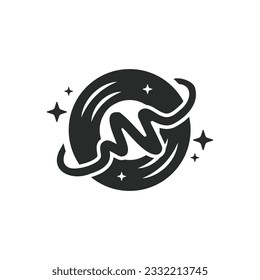 Music planet logo. Saturn ring planet music icon Vector. Space orbital planetary sphere  design