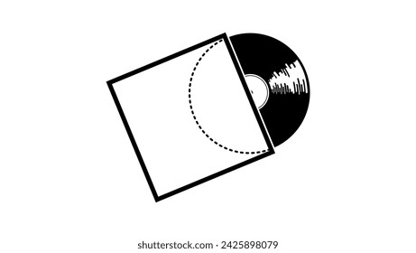 music plate in case, black isolated silhouette