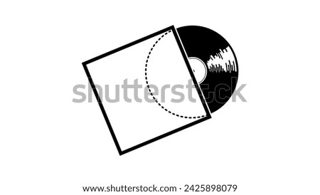 music plate in case, black isolated silhouette