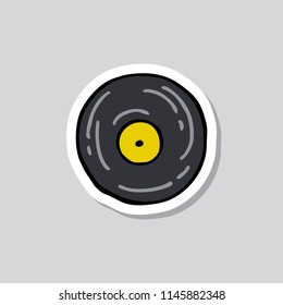 music plate, vinil doodle sticker icon