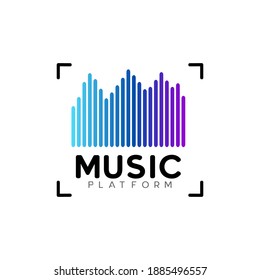 Music platform logo template design isolated on white background