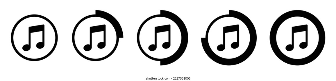 Music play button with circle progress icon, vector illustration