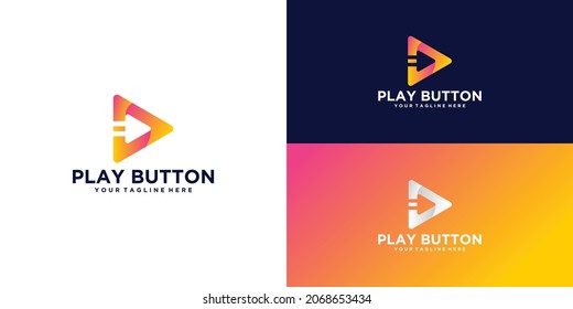 music play button design logo with arrow