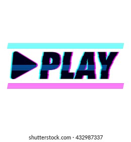 Music Play button with a glitch style isolated in white background