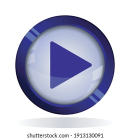 music play button icon. 3d round button blue vector icon for web, mobile app icon.