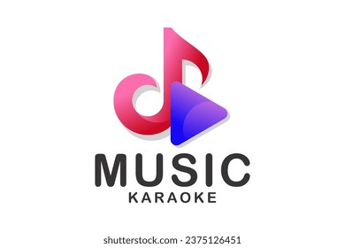 music play button note logo design elements