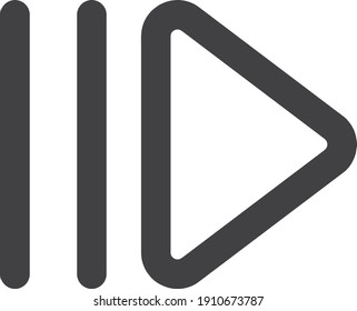 music, play button universal line icon set and single on white background, minimalist, flat. editable stroke