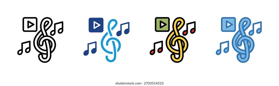 Conjunto de iconos de reproducción de música colección de estilo múltiple