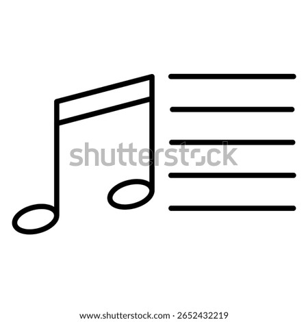Music play list. Outline icon stereo, musical note, microphone, headphones, vinyl record, radio