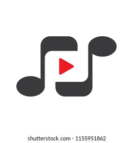 Music play logo icon vector.Musical note. 