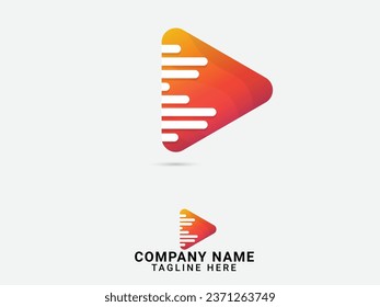 Music play logo. Song. Play. Headphone. Colorful Music bottom vector. Finance. Modern. Colorful. Creative. Arrow. Play music logo