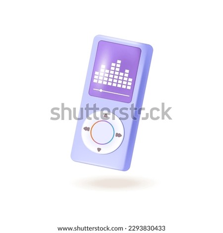 Music player 3d vector illustration. Portable media player device in cartoon style isolated on white background. Modern technology, music, playlist, entertainment concept