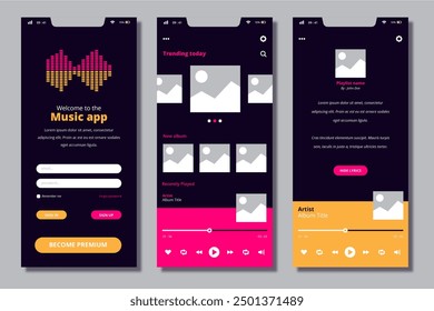 Music player app interface concept vector design in eps 10