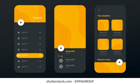 Music player app interface template collection vector design in eps 10