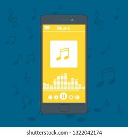 Music player app interface vector color template. Media player navigation screen. Flat UI, GUI. Playing audio, radio. Phone display – Vector