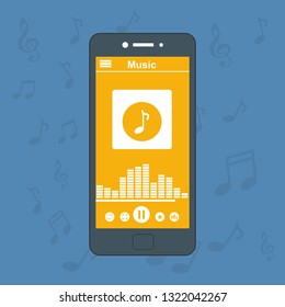 Music player app interface vector color template. Media player navigation screen. Flat UI, GUI. Playing audio, radio. Phone display – Vector
