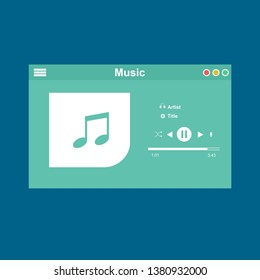 Music player app interface vector color template. Media player navigation screen. Flat UI, GUI. Playing audio, radio. Phone display – Vector