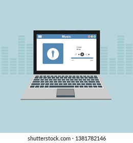 Music player app interface vector color template. Media player navigation screen. Flat UI, GUI. Playing audio, radio. Phone display – Vector
