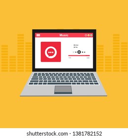 Music player app interface vector color template. Media player navigation screen. Flat UI, GUI. Playing audio, radio. Phone display – Vector