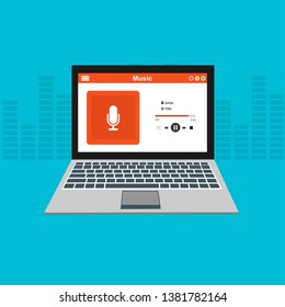 Music player app interface vector color template. Media player navigation screen. Flat UI, GUI. Playing audio, radio. Phone display – Vector