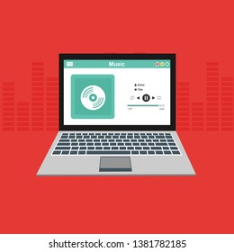 Music player app interface vector color template. Media player navigation screen. Flat UI, GUI. Playing audio, radio. Phone display – Vector
