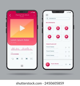 Music player app interface vector design in eps 10