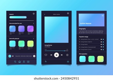 Music player app interface vector design in eps 10