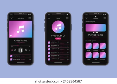 Music player app interface vector design in eps 10