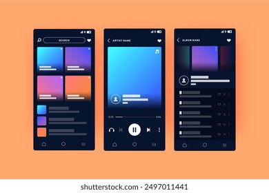 Music player app interface vector design in eps 10