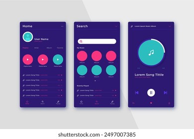 Music player app user friendly interface vector design in eps 10