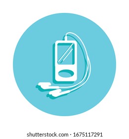 Music player badge icon. Simple glyph, flat vector of web icons for ui and ux, website or mobile application