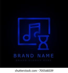 Music player blue chromium metallic logo